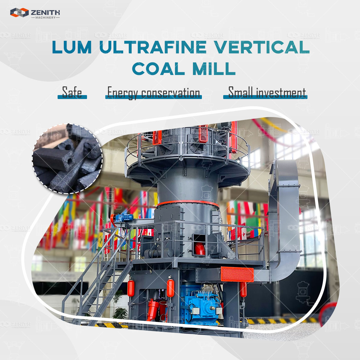 Close-up of a powder classifier with VFD control panel for precise fineness adjustment.